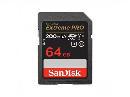 MEMORY CARD SANDISK Extreme Pro SDXC 64GB 200MB/s V30, UHS-I U3, SDSDXXU-0642G-GN4IN