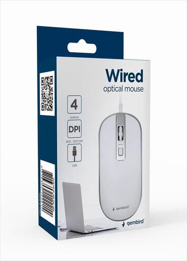 MOUSE WIRED USB GEMBIRD, 1200DPI, white/silver, MUS-4B-06-WS