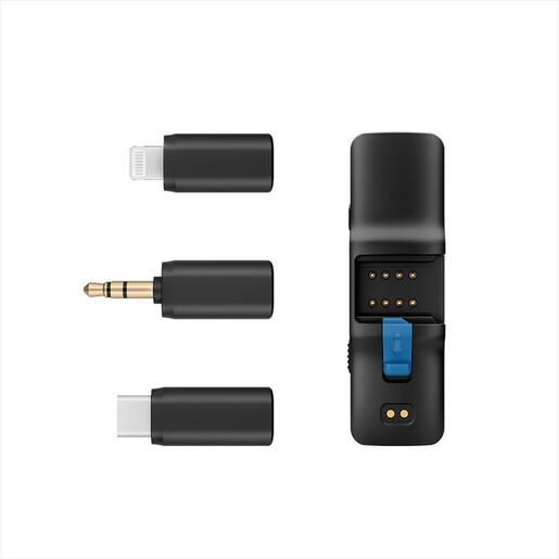 MICROPHONE WIRELESS SYSTEM BOYA LINK ALL IN ONE, 2xMIC, USB-C, Lightning, and 3.5mm receiver, black