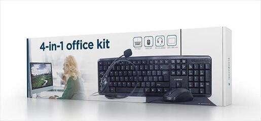 COMBO KEYBOARD MOUSE MOUSEPAD HEADPHONES WIRED GEMBIRD, Black, KBS-UO4-01