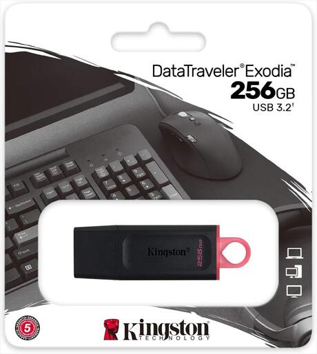 USB Flash Drive 3.2 Gen1 256GB KINGSTON DATA TRAVELER EXODIA , Black, DTX/256GB