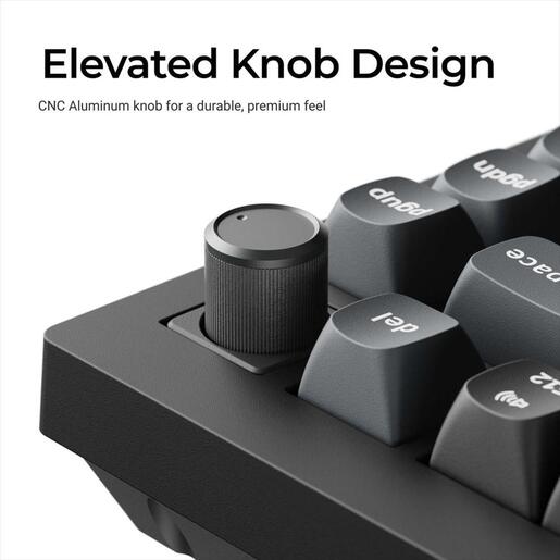 KEYBOARD WIRELESS MECHANICAL KEYCHRON V1 ULTRA 8K Polling Rate 75%, HS, RGB, Keychron Silk POM BROWN switch, OSA PBT, Black, w/knob, V1U-D3