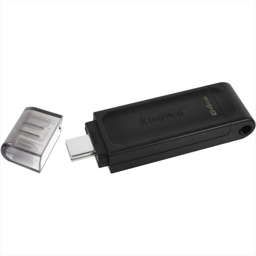 MEMORY USB Type-C 64GB KINGSTON DATA TRAVELER 70 (USB 3.2 Gen 1 speeds), Black, DT70/64GB
