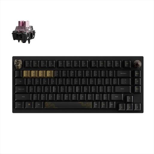 KEYBOARD MECHANICAL KEYCHRON BLACK MYTH WUKONG DELUXE EDITION 75% , Metal Body, HS, RGB, 2.4 GHz & BT, Pre-lubed TTC Golden Pink switch, w/knob, WKD-21