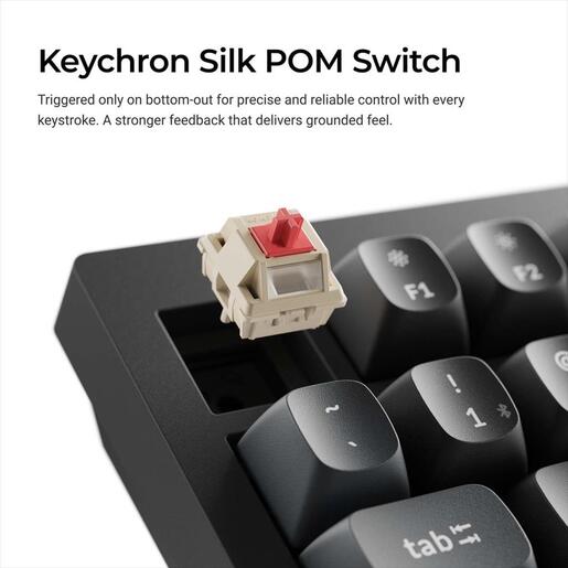 KEYBOARD WIRELESS MECHANICAL KEYCHRON V1 ULTRA 8K Polling Rate 75%, HS, RGB, Keychron Silk POM RED switch, OSA PBT, Black, w/knob, V1U-D1