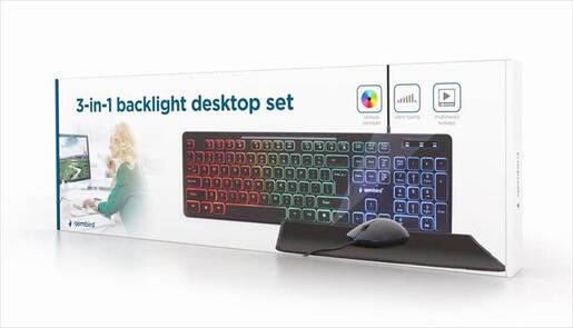 COMBO KEYBOARD MOUSE AND MOUSEPAD WIRED GEMBIRD RGB, Black, KBS-UML-01