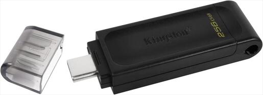 USB Flash Drive Type-C 256GB KINGSTON DATA TRAVELER 70 (USB 3.2 Gen 1 speeds), Black, DT70/256GB