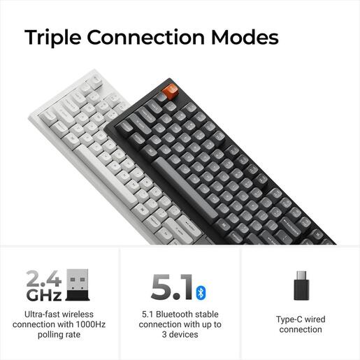 KEYBOARD MECHANICAL KEYCHRON K10 MAX HS Full Size RGB Keychron super Banana switch, Multi-Device 2.4 GHz & BT Black, K10M-H4