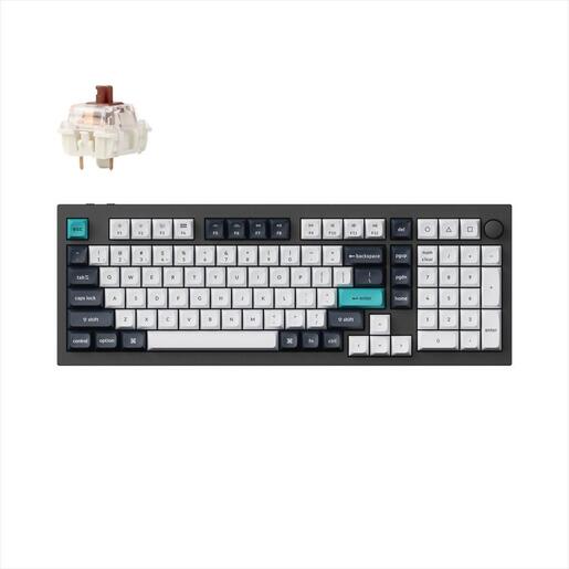 KEYBOARD WIRELESS MECHANICAL KEYCHRON Q5 MAX QMK/VIA RGB Al. body, HS Gateron Jupiter Brown, 2.4 GHz & BT, Carbon Black, w/knob, Q5M-M3