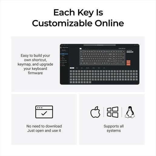 KEYBOARD WIRELESS MECHANICAL KEYCHRON Q5 MAX QMK/VIA RGB Al. body, HS Gateron Jupiter Brown, 2.4 GHz & BT, Carbon Black, w/knob, Q5M-M3
