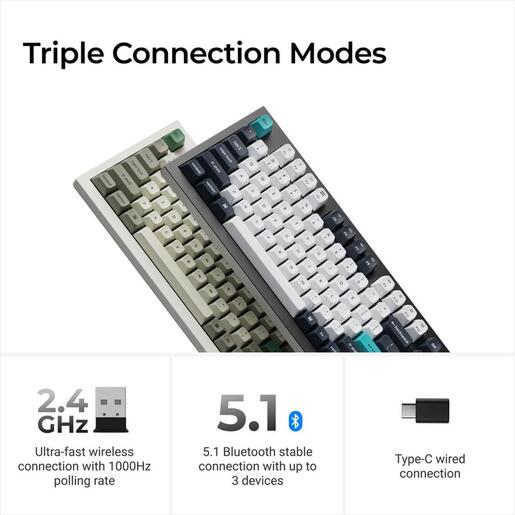 KEYBOARD WIRELESS MECHANICAL KEYCHRON Q5 MAX QMK/VIA RGB Al. body, HS Gateron Jupiter Brown, 2.4 GHz & BT, Carbon Black, w/knob, Q5M-M3