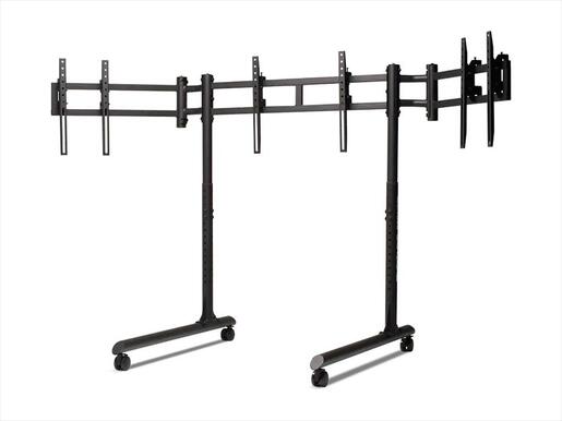 GAMING WHEEL MONITOR STAND ROUND TUBE FREESTANDING TRIPLE NEXT LEVEL RACING, 3x43" MAX, 70kg MAX, NLR-R011
