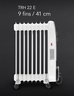 Trotec TRH 22 E - 2,4kW / 9 ребра / Eлектричен радијатор со масло БЕЛ