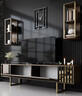 ТВ комода + ѕидни полици Gold Line - Walnut, Black 618BLY1147