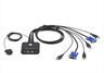 KVM Switch 2port, USB, w/ KVM set, Remote Port Selector, ATEN, CS22U-AT