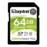MEMORY CARD KINGSTON SD 64GB CANVAS SELECT PLUS C10 UHS-I, U1, V10, 100mb/s read, SDS2/64GB