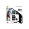 MEMORY CARD KINGSTON MICRO-SD 64GB CANVAS PLUS C10 UHS-I V10 100mb/s read w/adapter , SDCS2/64GB