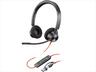 HEADPHONES POLY Blackwire 3320 w/microphone,USB-C + USB-C/A Adapter  8X219AA