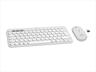 COMBO KEYBOARD AND MOUSE WIRELESS LOGITECH PEBBLE 2 COMBO White w/Bluetooth, Logitech Bolt, 920-012240