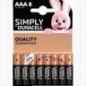Battery DURACELL LR03 SIMPLY ALKALINE, 8xAAA 1.5V 8pcs pack blister MN2400