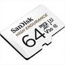 MEMORY CARD SANDISK High Endurance MICRO-SDXC UHS-I 64GB A1C10 w/adapter 100mb/s SDSQQNR-064G-GN6IA