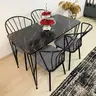 FD-4CKTSPL70110-1003 Трпезариска маса со 4 столици ВИТОРИА Црна-Темен мермер