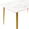 029-000152 Трпезариска маса Paris стакло 8мм бел мрамор-златен 150x80x75см