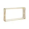 197-000256 Метална конзола со стаклена површина Kantoo во златна нијанса 120x25x75cm