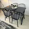FD-4CKTSXL70110-1003 Трпезариска маса со 4 столици ХЕДЛАНД Темен мермер