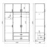 361-000068 Трикрилен плакар со фиоки Ројалво венге боја 150x58x230см