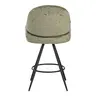 029-000298 Morea ротирачко барско столче букла во маслинесто зелена боја со црни метални ногарки 68x66x82.5cm
