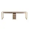 241NRD1107 Биро Twin Study Desk - Travertine, Gold