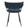 029-000380 Alkia I фотелја темно сина ткаенина-црни метални ногарки