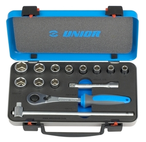 UNIOR Ključevi nasadni, prihvat 1/2'', u metalnoj kutiji 611940