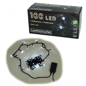 100 LED Lampica, bele, 8 funkc
