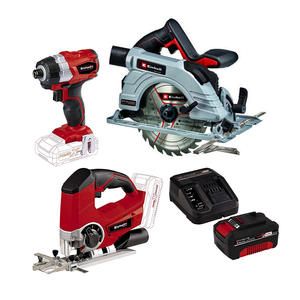 Einhell TE-CI 18 Li Brushless-Solo udarni odvijač + Einhell TE-CS 18/190 Li BL-Solo ručna kružna testera + Einhell TE-JS 18 Li-Solo ubodna testera (1x 18V 4,0 Ah PXC baterija, punjač) set