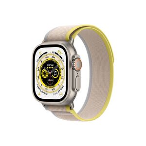 Apple Watch Ultra Cellular, 49mm (mqfu3se/a) Titanium Case with Yellow/Beige Trail Loop - M/L