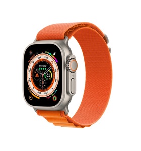 Apple Watch Ultra Cellular 49mm (mnhh3se/a) Titanium Case, Orange Alpine Loop - Small