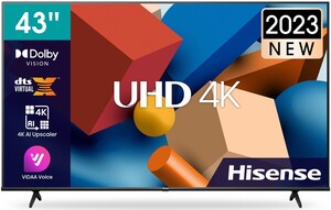 Hisense LED TV 43" 43A6K, 4K Ultra HD, Smart TV, VIDAA U6, Dolby Vision, DTS Virtual X, AI 4K Upscaler **MODEL 2023**