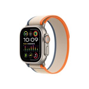 Apple Watch Ultra2 Cellular (mrf13se/a), 49mm Titanium Case w Orange/Beige Trail Loop - S/M