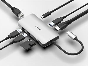 USB-C hub za laptop D-LINK DUB-M810, 3x USB 3.0, 1x USB-C, HDMI, LAN, SD čitač kartica