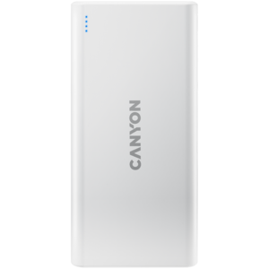 CANYON PB-106, Power bank 10000mAh Li-poly battery, Input 5V/2A, Output 5V/2.1A(Max), USB cable length 0.3m, 140*68*16mm, 0.24Kg, White