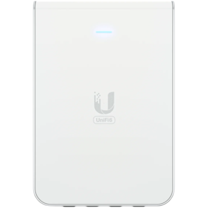 UniFi6 In-Wall. Wall-mounted WiFi 6 access point with a built-in PoE switch.