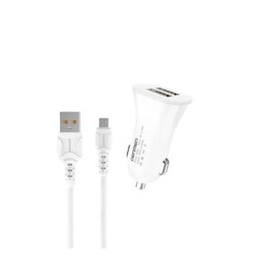 DENMEN DZ06V Auto punjač 2xUSB Fast 3,1A + Micro USB kabl bela