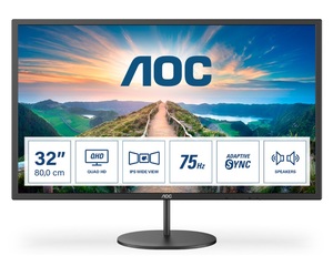 Monitor 31.5 AOC Q32V4, QHD, IPS, AdaptiveSync, 75Hz, 4ms, HDMI, DP