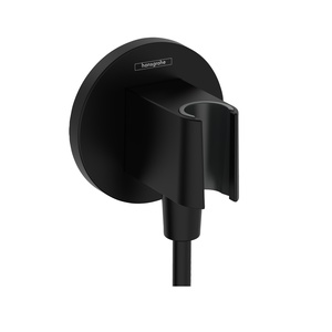 Hansgrohe FixFit S Round Matt Black priključak za crevo ručnog tuša sa držačem ručnog tuša sa nepovratnim ventilom 26888670