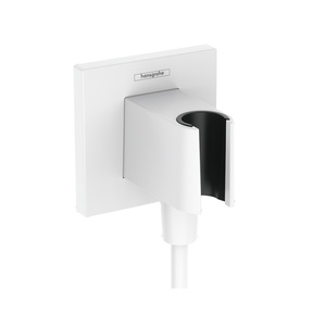 Hansgrohe FixFit E Square Matt White priključak za crevo ručnog tuša sa držačem za ručni tuš sa nepovratnim ventilom 26889700