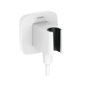 Hansgrohe FixFit Q Softsquare Matt White priključak za crevo ručnog tuša sa držačem za ručni tuš sa nepovratnim ventilom 26887700