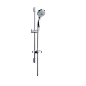 Hansgrohe Croma 100 Chrome tuš set: ručni tuš sa 3 mlaza, Isiflex B 1600 crevo za tuš i usponska šipka sa kliznim držačem i policom 27775000