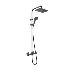 Hansgrohe Vernis Shape 230 Matt Black tuš sistem usponski sa termostatskom baterijom, ručnim tuš setom i četvrtastim nadglavnim tušem 26286670